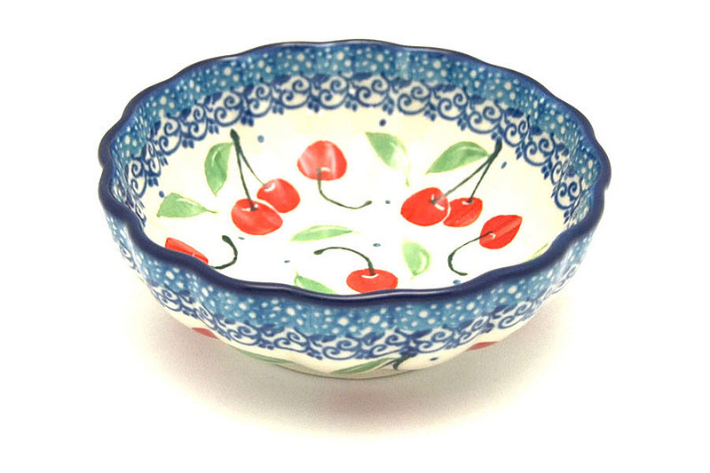 Ceramika Artystyczna Polish Pottery Bowl - Shallow Scalloped - Small - Cherry Pie 023-2715a (Ceramika Artystyczna)