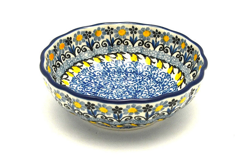 Ceramika Artystyczna Polish Pottery Bowl - Shallow Scalloped - Small - Daisy Maize 023-2178a (Ceramika Artystyczna )