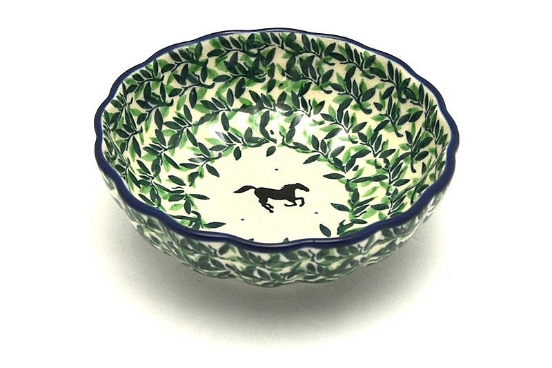 Ceramika Artystyczna Polish Pottery Bowl - Shallow Scalloped - Small - Dark Horse 023-2241a (Ceramika Artystyczna)