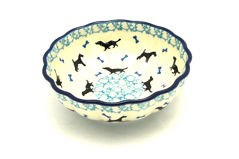 Ceramika Artystyczna Polish Pottery Bowl - Shallow Scalloped - Small - Dog Park 023-2680a (Ceramika Artystyczna )