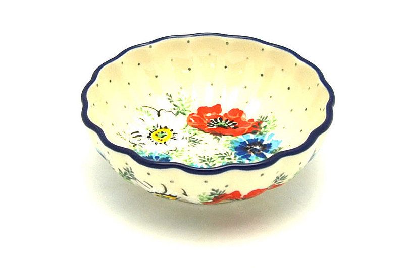 Ceramika Artystyczna Polish Pottery Bowl - Shallow Scalloped - Small - Double Delight 023-2511a (Ceramika Artystyczna )