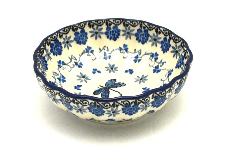 Ceramika Artystyczna Polish Pottery Bowl - Shallow Scalloped - Small - Dragonfly 023-2009a (Ceramika Artystyczna )