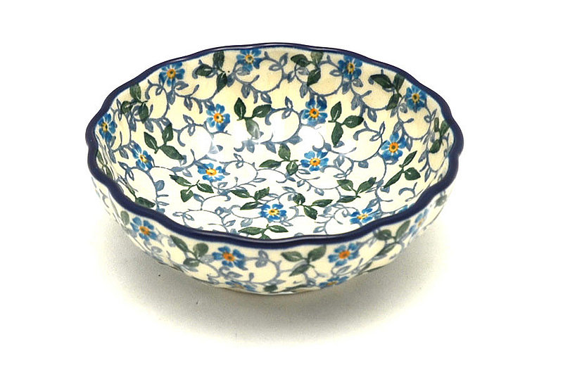 Ceramika Artystyczna Polish Pottery Bowl - Shallow Scalloped - Small - Forget-Me-Knot 023-2089a (Ceramika Artystyczna)