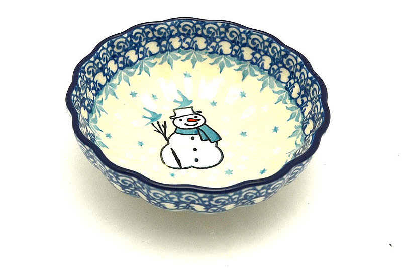 Ceramika Artystyczna Polish Pottery Bowl - Shallow Scalloped - Small - Jack Frost 023-2798a (Ceramika Artystyczna )