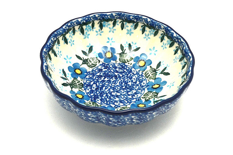 Ceramika Artystyczna Polish Pottery Bowl - Shallow Scalloped - Small - Joyful Blue 023-2277a (Ceramika Artystyczna )