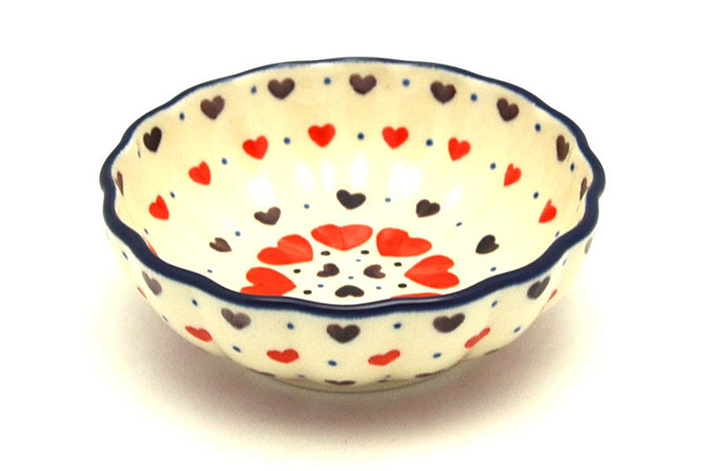 Ceramika Artystyczna Polish Pottery Bowl - Shallow Scalloped - Small - Love Struck 023-2108a (Ceramika Artystyczna)