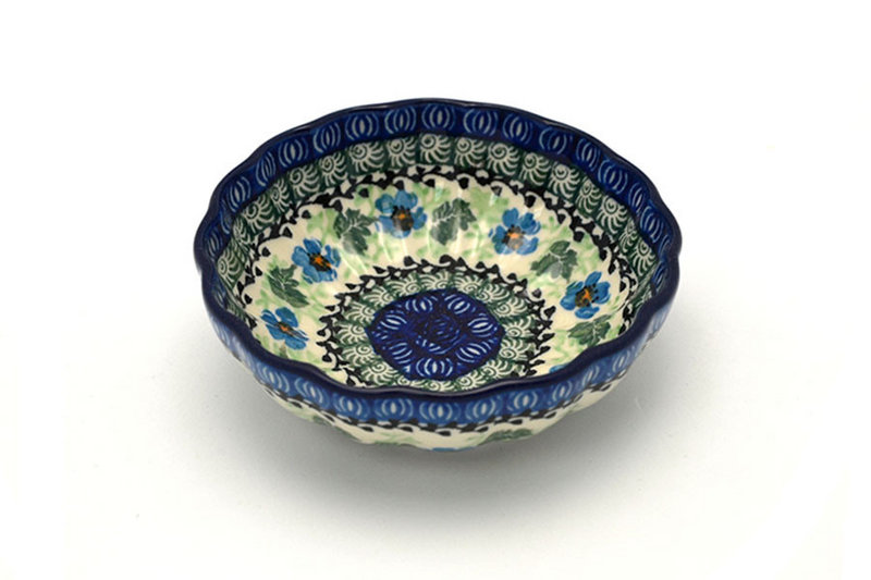 Ceramika Artystyczna Polish Pottery Bowl - Shallow Scalloped - Small - Morning Glory 023-1915a (Ceramika Artystyczna)