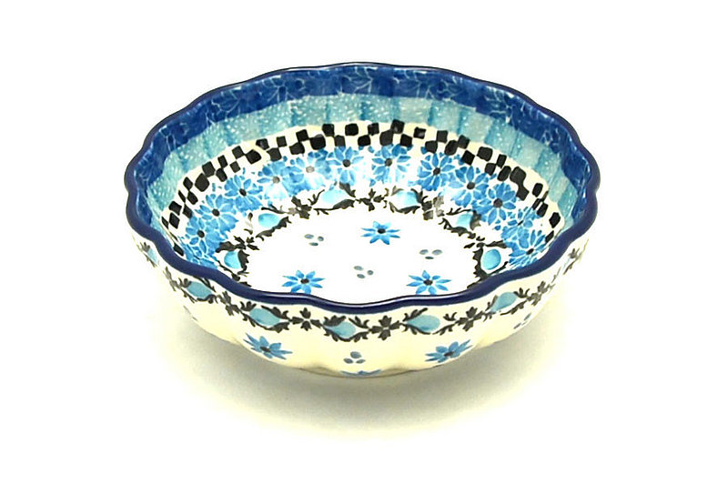 Ceramika Artystyczna Polish Pottery Bowl - Shallow Scalloped - Small - Retro Blue 023-2044a (Ceramika Artystyczna)