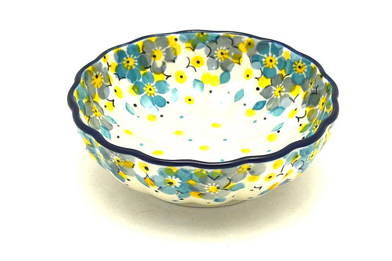 Polish Pottery Bowl - Shallow Scalloped - Small - Shady Blooms