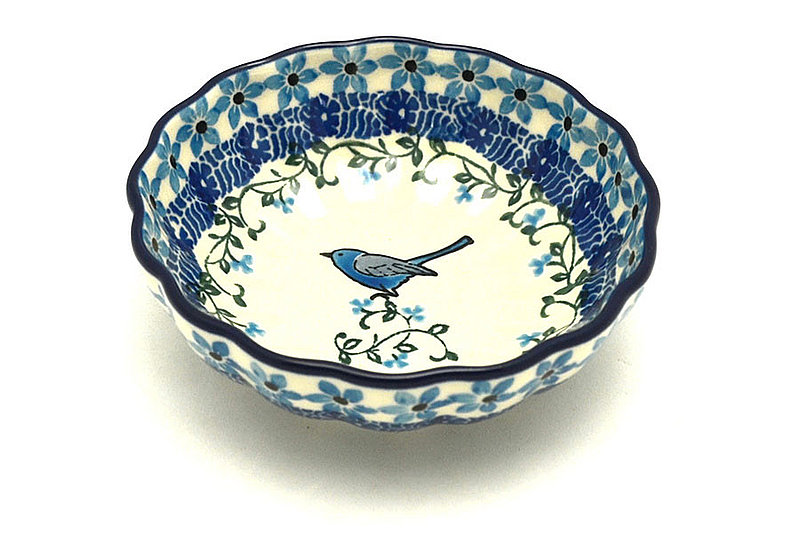 Ceramika Artystyczna Polish Pottery Bowl - Shallow Scalloped - Small - Song Bird 023-1932a (Ceramika Artystyczna)