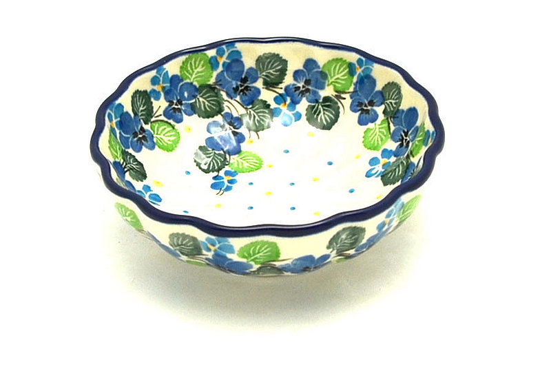 Ceramika Artystyczna Polish Pottery Bowl - Shallow Scalloped - Small - Spring Viola 023-2339a (Ceramika Artystyczna)