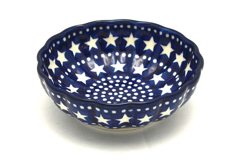 Polish Pottery Bowl - Shallow Scalloped - Small - Starlight