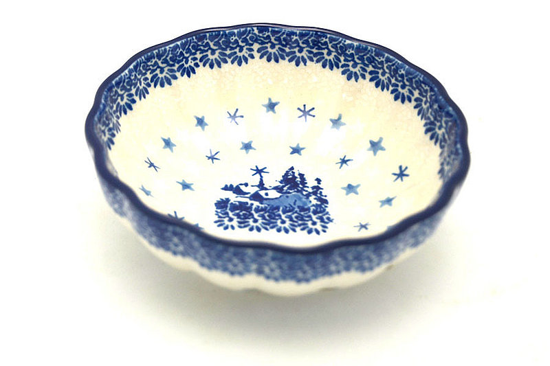 Ceramika Artystyczna Polish Pottery Bowl - Shallow Scalloped - Small - Starry Night 023-2329a (Ceramika Artystyczna)