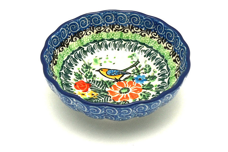 Ceramika Artystyczna Polish Pottery Bowl - Shallow Scalloped - Small - Unikat Signature U2517 023-U2517 (Ceramika Artystyczna)