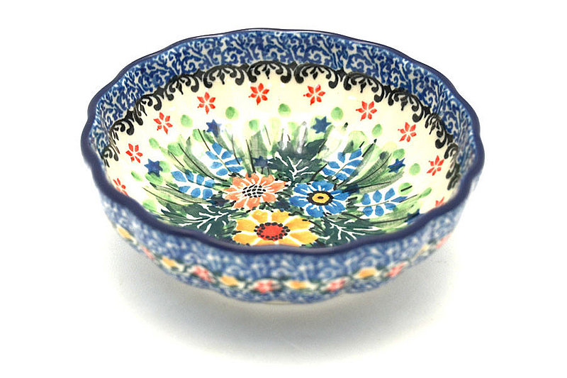 Ceramika Artystyczna Polish Pottery Bowl - Shallow Scalloped - Small - Unikat Signature U3218 023-U3218 (Ceramika Artystyczna)