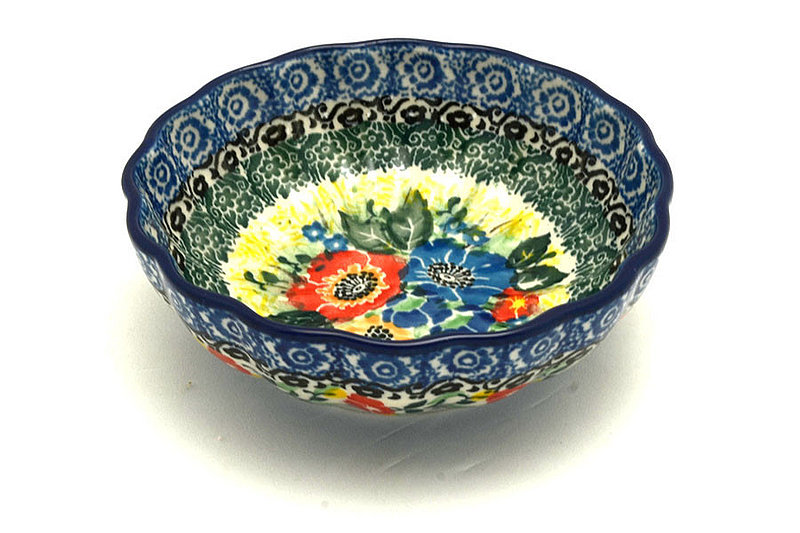 Ceramika Artystyczna Polish Pottery Bowl - Shallow Scalloped - Small - Unikat Signature U4578 023-U4578 (Ceramika Artystyczna)