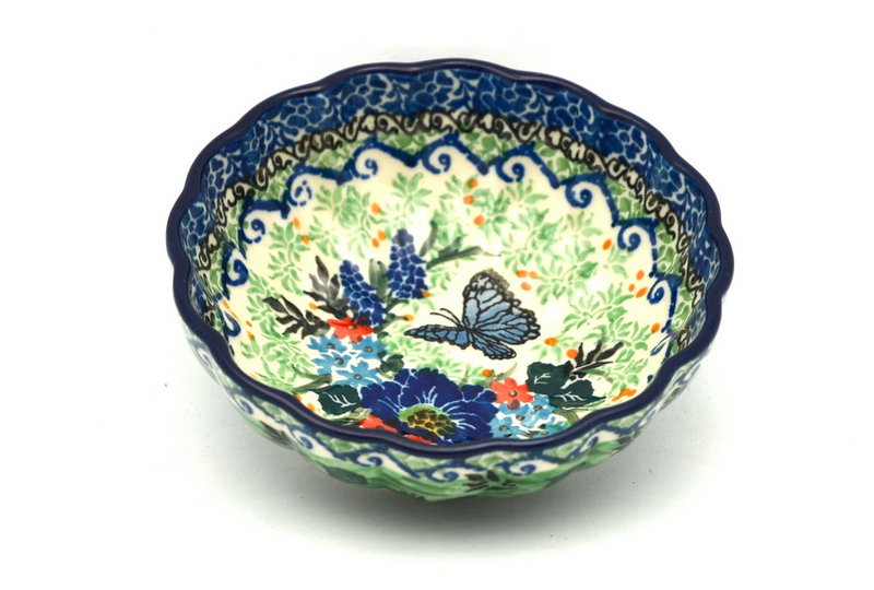 Ceramika Artystyczna Polish Pottery Bowl - Shallow Scalloped - Small - Unikat Signature U4600 023-U4600 (Ceramika Artystyczna)