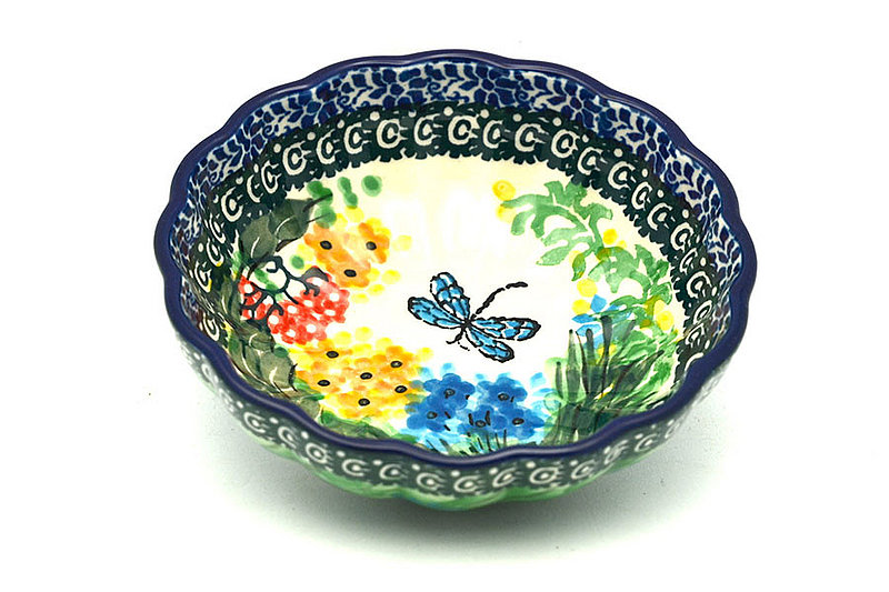 Ceramika Artystyczna Polish Pottery Bowl - Shallow Scalloped - Small - Unikat Signature U4612 023-U4612 (Ceramika Artystyczna)