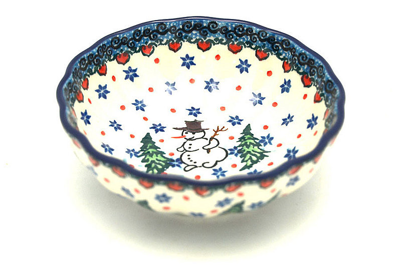 Shallow Scalloped Polish Pottery Bowl Small Unikat Signature U4610 