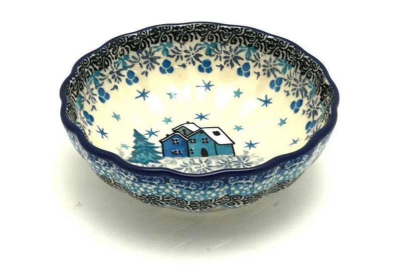 Ceramika Artystyczna Polish Pottery Bowl - Shallow Scalloped - Small - Unikat Signature U5045 023-U5045 (Ceramika Artystyczna)