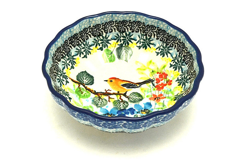 Ceramika Artystyczna Polish Pottery Bowl - Shallow Scalloped - Small - Unikat Signature U5098 023-U5098 (Ceramika Artystyczna)