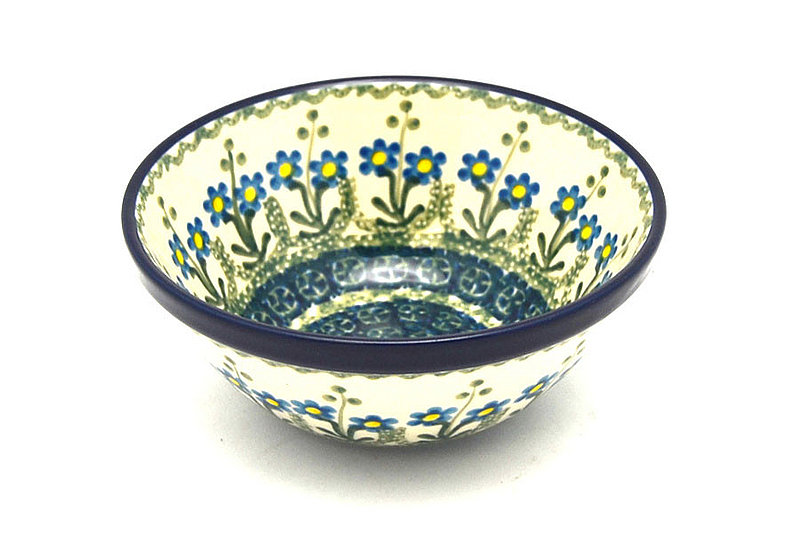 Polish Pottery Bowl - Small Nesting (5 1/2") - Blue Spring Daisy