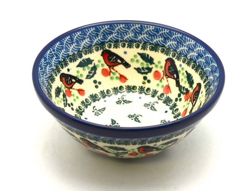 Ceramika Artystyczna Polish Pottery Bowl - Small Nesting (5 1/2") - Red Robin 059-1257a (Ceramika Artystyczna)