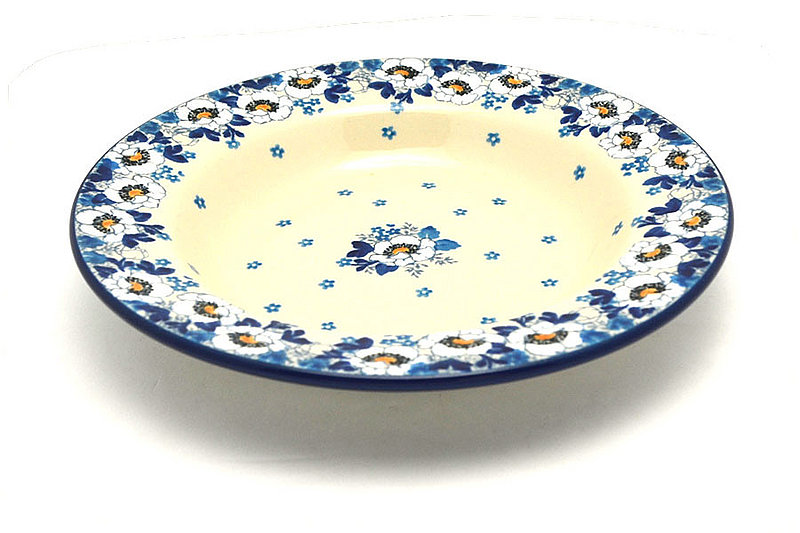 Ceramika Artystyczna Polish Pottery Bowl - Soup/Pasta - White Poppy 014-2222a (Ceramika Artystyczna)