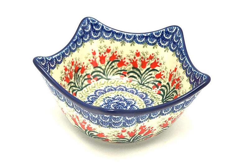 Ceramika Artystyczna Polish Pottery Bowl - Star Shaped - Crimson Bells 814-1437a (Ceramika Artystyczna)