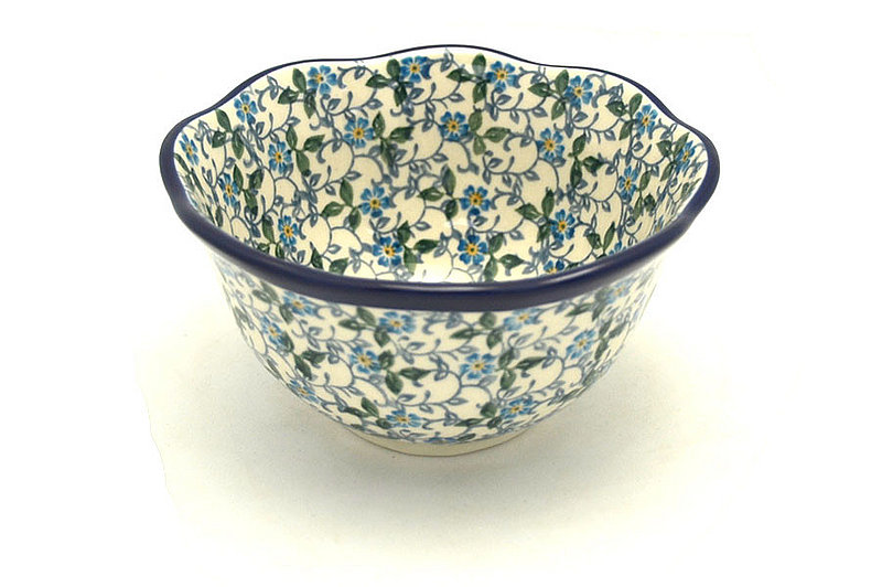 Ceramika Artystyczna Polish Pottery Bowl - Wavy Edge - Forget-Me-Knot A54-2089a (Ceramika Artystyczna)