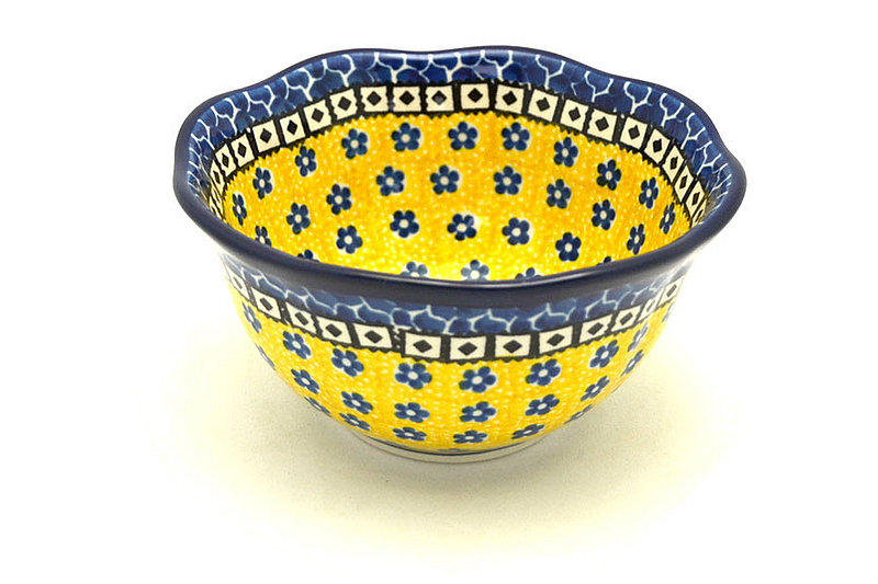 Polish Pottery Bowl - Wavy Edge - Sunburst