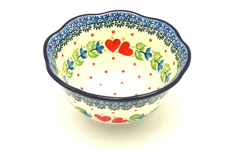 Polish Pottery Bowl - Wavy Edge - Sweet Hearts