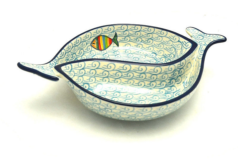 Polish Pottery Bowl - Yin Yang Fish Bowl - Rainbow Fish