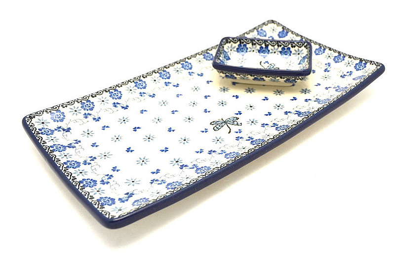 Ceramika Artystyczna Polish Pottery Bread Dipping Set - Dragonfly SC2-2009a (Ceramika Artystyczna)
