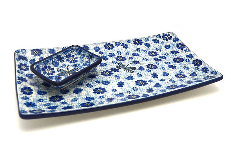 Ceramika Artystyczna Polish Pottery Bread Dipping Set - Hidden Dragonfly SC2-1443a (Ceramika Artystyczna)