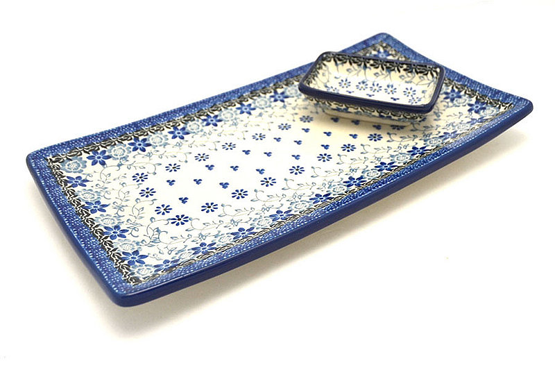 Ceramika Artystyczna Polish Pottery Bread Dipping Set - Silver Lace SC2-2158a (Ceramika Artystyczna)