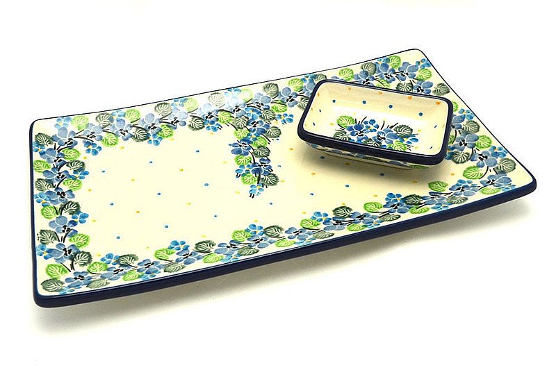Ceramika Artystyczna Polish Pottery Bread Dipping Set - Spring Viola SC2-2339a (Ceramika Artystyczna)