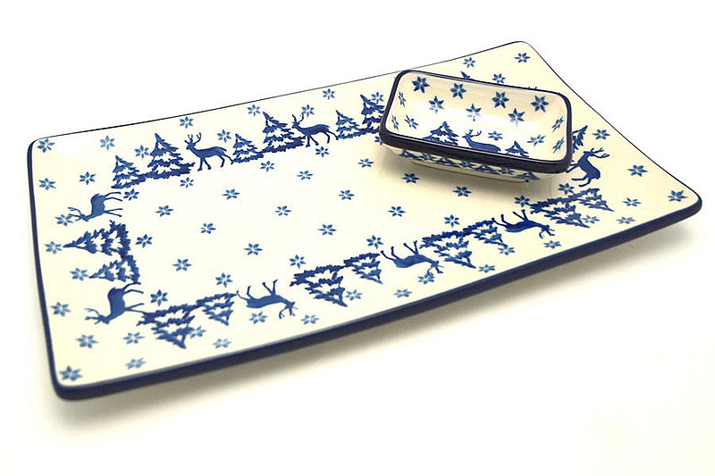 Ceramika Artystyczna Polish Pottery Bread Dipping Set - Winter Forest SC2-1931a (Ceramika Artystyczna)