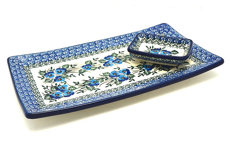 Ceramika Artystyczna Polish Pottery Bread Dipping Set - Winter Viola SC2-2273a (Ceramika Artystyczna)