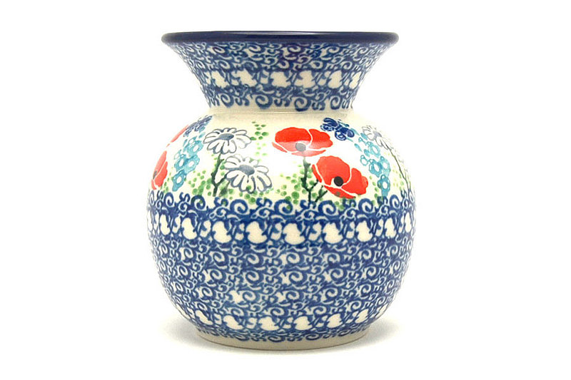 Ceramika Artystyczna Polish Pottery Bubble Vase - Red Poppy Garden 048-2901a (Ceramika Artystyczna)