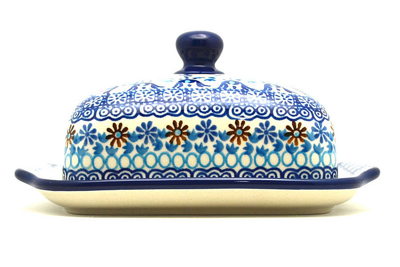 Ceramika Artystyczna Polish Pottery Butter Dish - Blue Yonder 295-2187a (Ceramika Artystyczna)