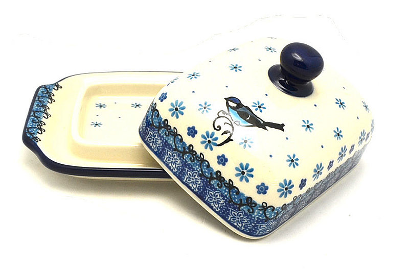 Ceramika Artystyczna Polish Pottery Butter Dish - Bluebird 295-2529a (Ceramika Artystyczna)