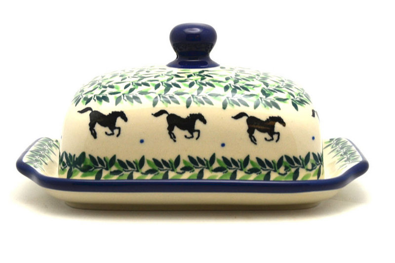 Ceramika Artystyczna Polish Pottery Butter Dish - Dark Horse 295-2241a (Ceramika Artystyczna)