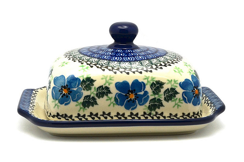 Ceramika Artystyczna Polish Pottery Butter Dish - Morning Glory 295-1915a (Ceramika Artystyczna)