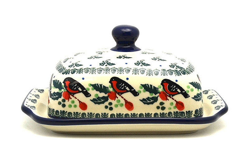 Ceramika Artystyczna Polish Pottery Butter Dish - Red Robin 295-1257a (Ceramika Artystyczna)