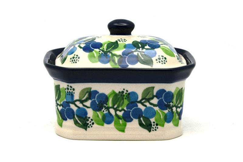 Ceramika Artystyczna Polish Pottery Cake Box - Small - Blue Berries 385-1416a (Ceramika Artystyczna)