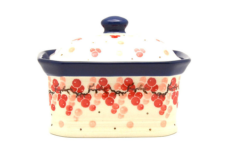 Ceramika Artystyczna Polish Pottery Cake Box - Small - Pink Peppercorn 385-2387a (Ceramika Artystyczna)