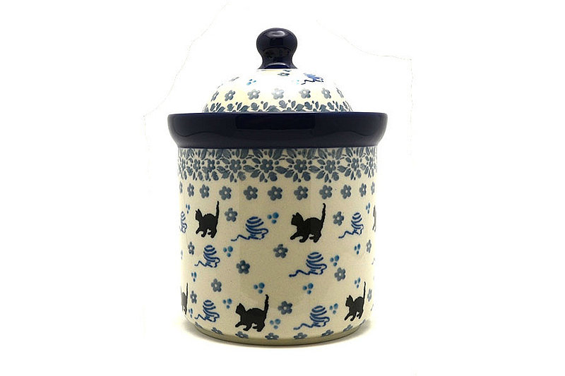 Ceramika Artystyczna Polish Pottery Cat Treat Canister - 2 cups - Little Boo 495-2592a (Ceramika Artystyczna)