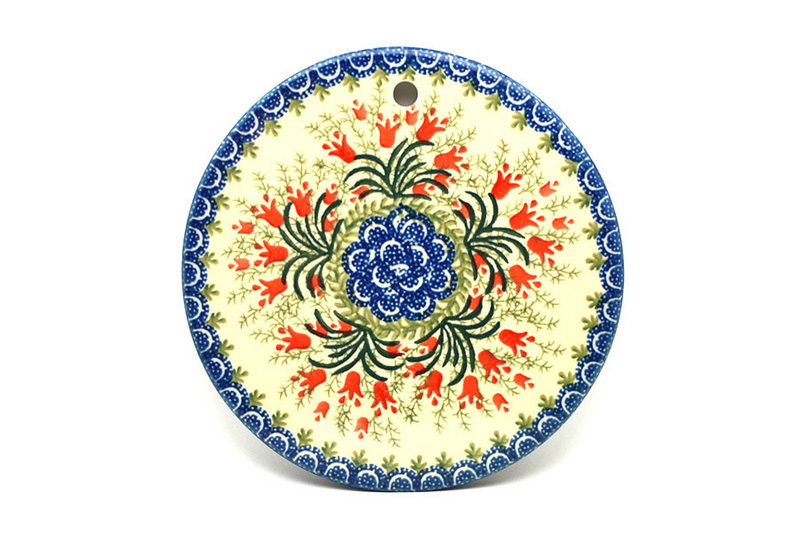 Ceramika Artystyczna Polish Pottery Cheese Board - 7 1/4" - Crimson Bells 413-1437a (Ceramika Artystyczna)