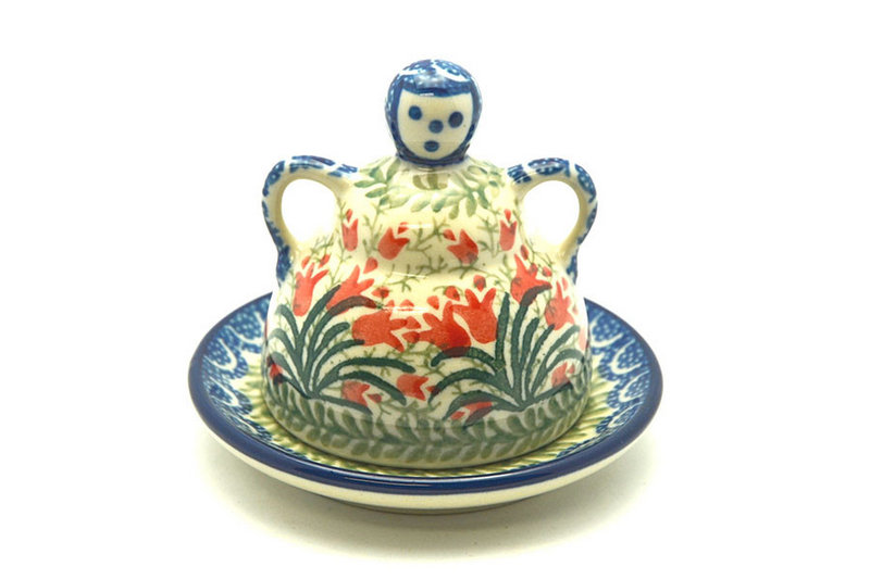 Ceramika Artystyczna Polish Pottery Cheese Lady - Miniature - Crimson Bells 112-1437a (Ceramika Artystyczna)